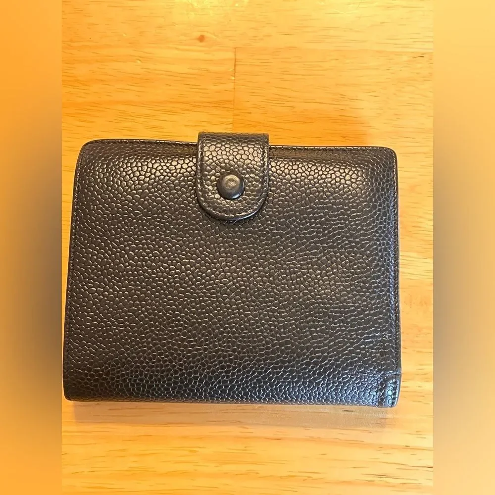 Chanel Caviar Black Leather Wallet  Luxury Caviar Leather Vintage